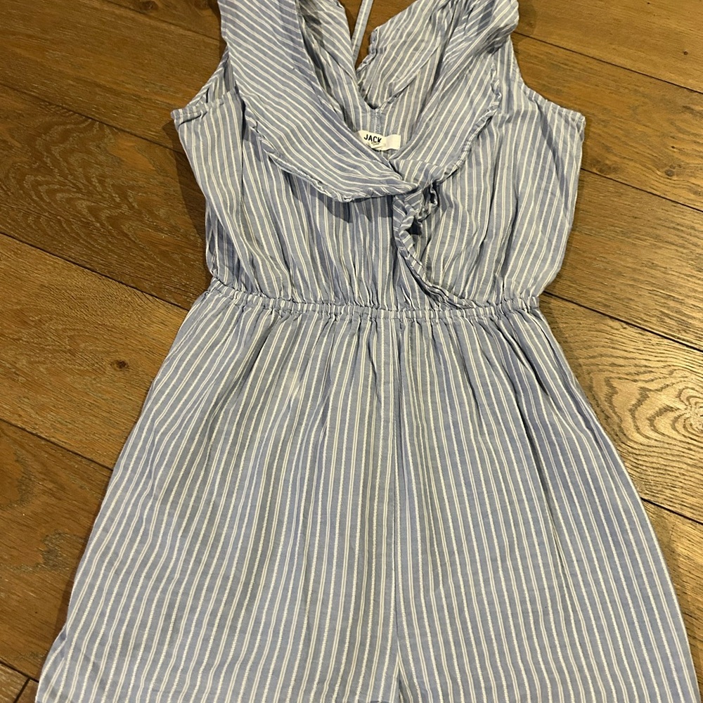 Jack by BB Dakota Blue and White Striped Romper